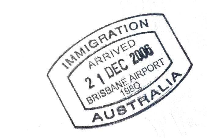 Australia immigration arrival stamp